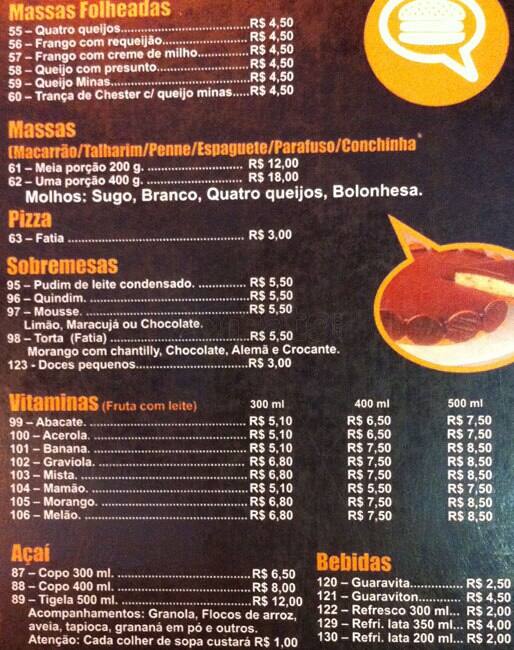 Faceburguer cardápio
