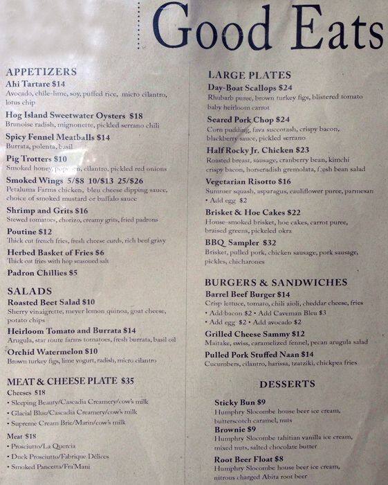 Barrel Head Menu, Menu for Barrel Head, Western Addition, San Francisco