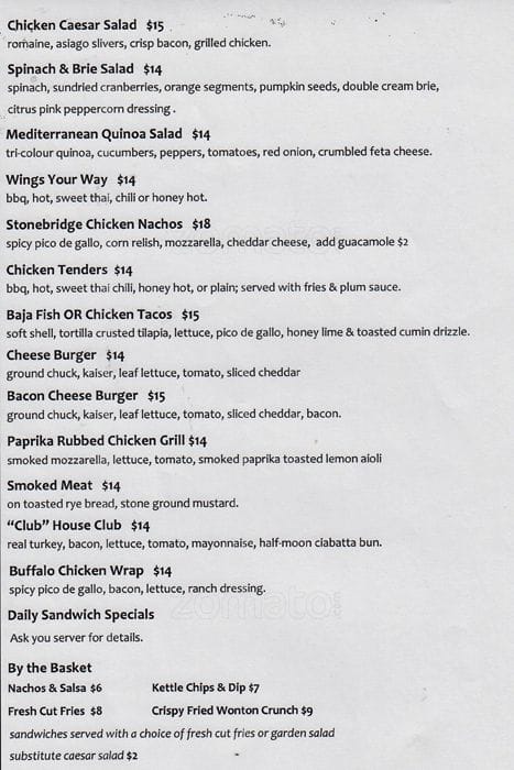 Stonebridge Golf Club Menu, Menu for Stonebridge Golf Club, Barrhaven ...