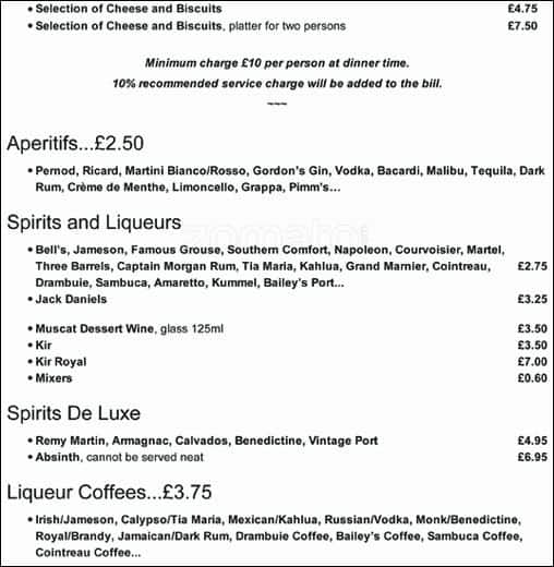 Menu at Pizza Piccolo Restaurant, London, 18 Hogarth Pl