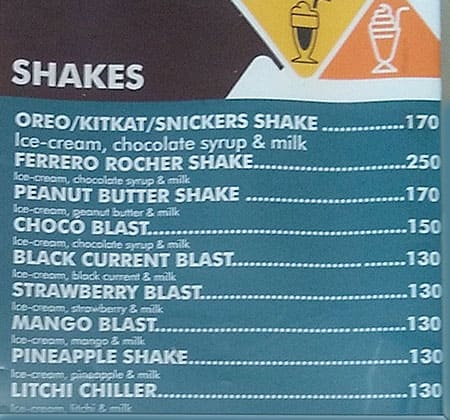 Baker's Oven menu