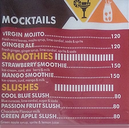Baker's Oven menu
