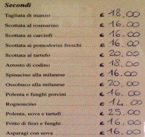 Menu di Osteria da Francesca 