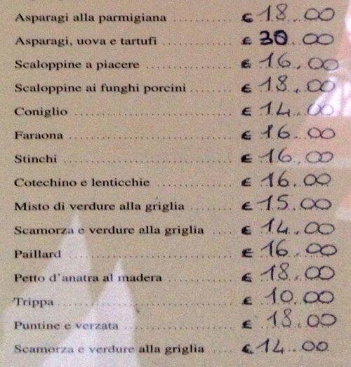 Menu di Osteria da Francesca 