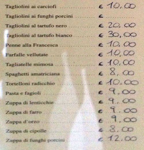 Menu di Osteria da Francesca 