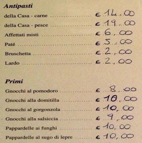 Menu di Osteria da Francesca 
