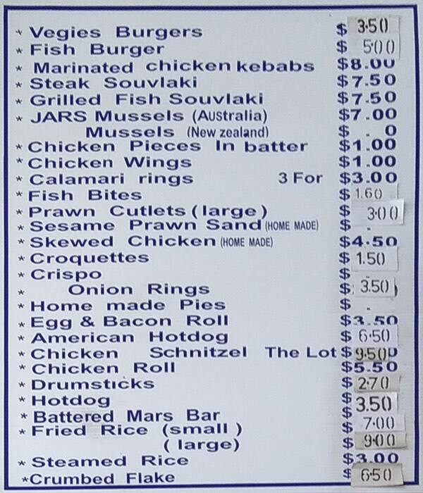 Menu at Glengala Hot Food TakeAway fast food, Sunshine West