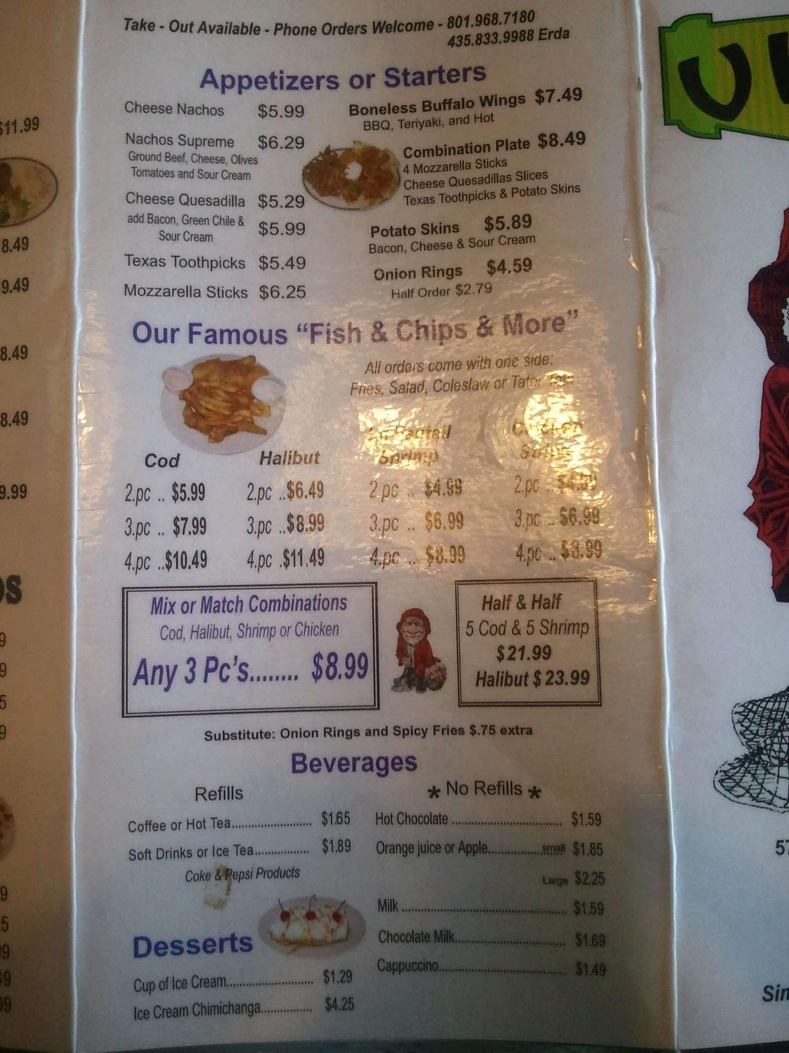 Menu at Virg's restaurant, Taylorsville, S Redwood Rd