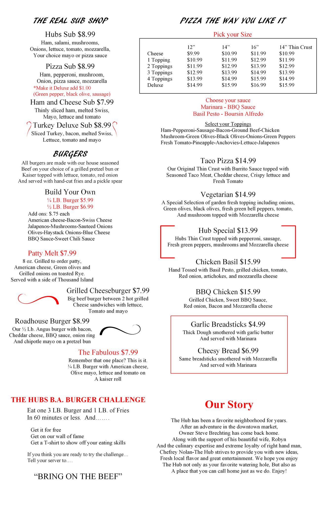 Hubs Inn Menu, Menu for Hubs Inn, Grand Rapids, Grand Rapids Urbanspoon/Zomato