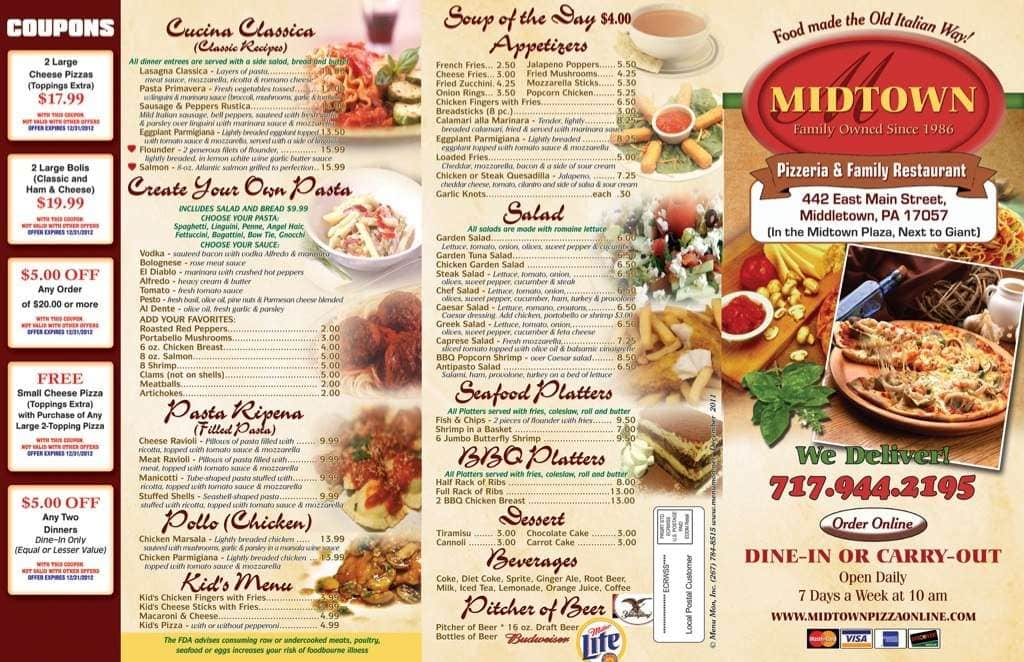 Midtown Pizza Menu, Menu Restauracji Midtown Pizza, Harrisburg ...