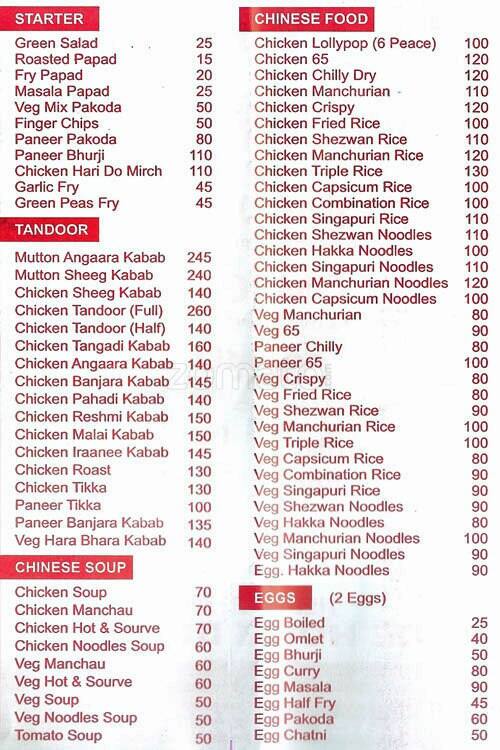 Menu at Jagdamba Family Restaurant, Pune, Datta Prasad Building ...