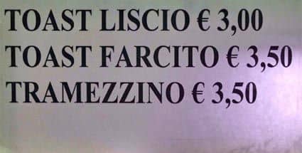 Menu di Bar Gitano 