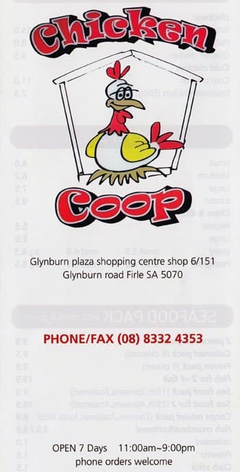 Chicken Coop Menu Menu For Chicken Coop Firle Adelaide