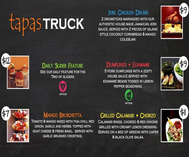 Jane Bond Tapas Truck menu