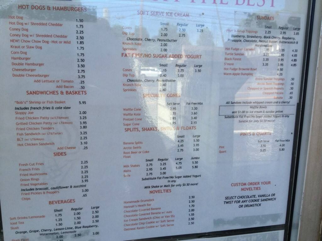 Carta del postres Kustard Korner, Canton