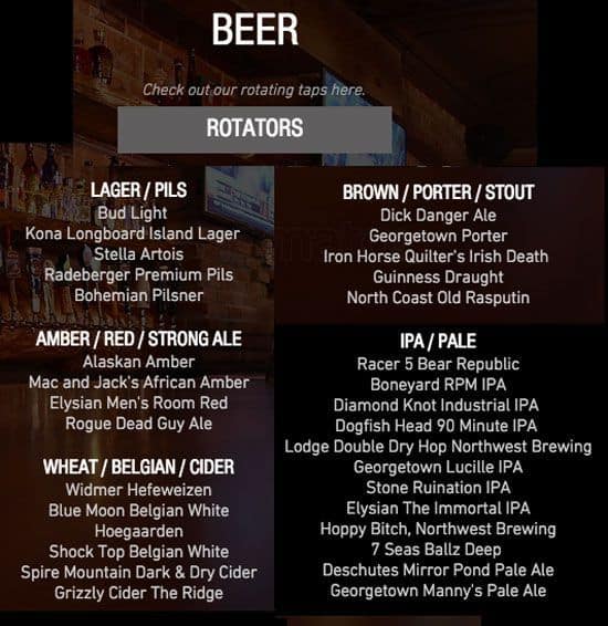 Menu at The Lodge Sports Grille pub & bar, Seattle, SW Alaska St