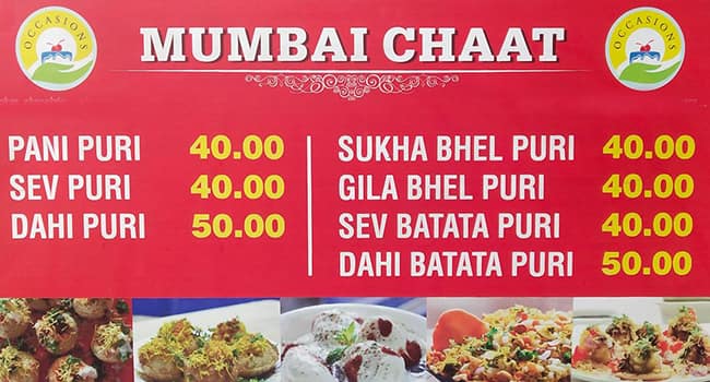 Menu of Mumbai Chaat, Chembur, Mumbai