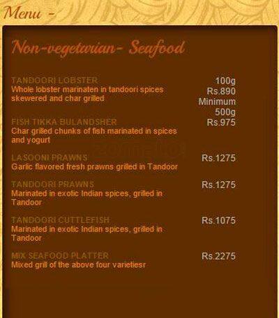 Agra Colombo menu