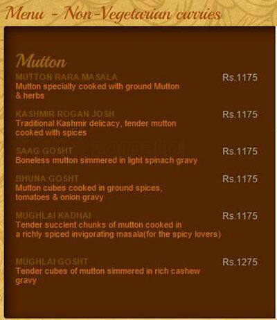 Agra Colombo menu