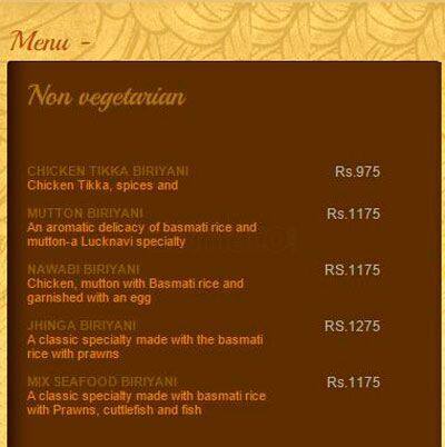 Agra Colombo menu