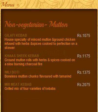 Agra Colombo menu
