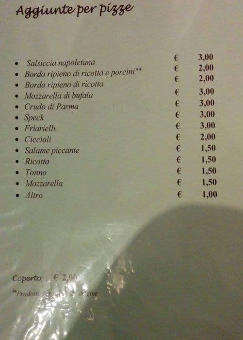 Menu di La Taverna 