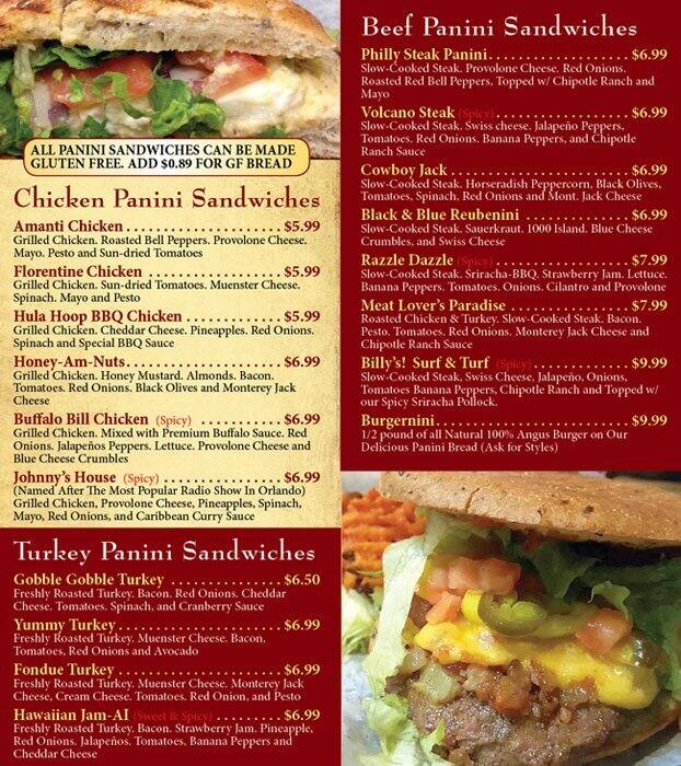 Hot Krust Panini Kitchen Menu, Menu for Hot Krust Panini Kitchen, Restaurant Row, Orlando