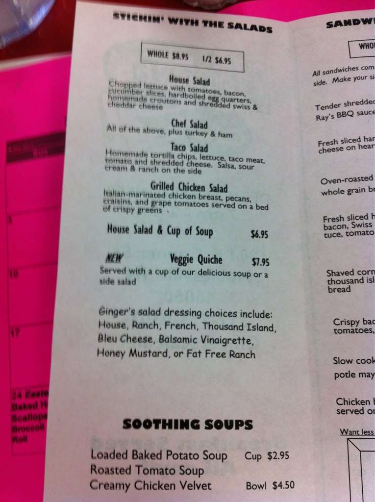 Ginger's Cafe Menu, Menu de Ginger's Cafe, Noblesville, Indianapolis