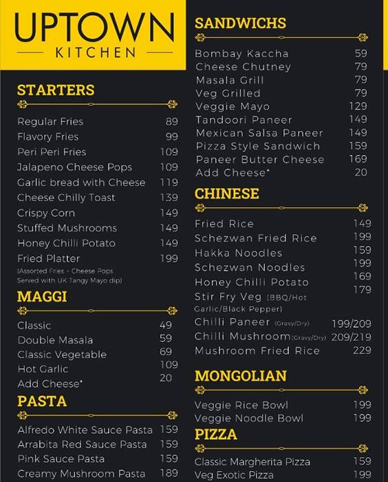 Uptown Kitchen Menu Menu For Uptown Kitchen New Palasia Indore