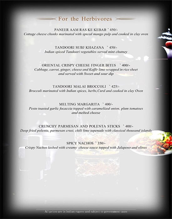 Aura - The Sonnet menu