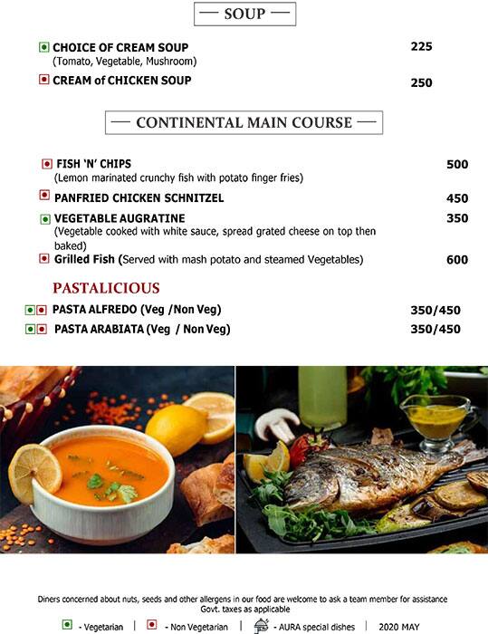 Aura - The Sonnet menu