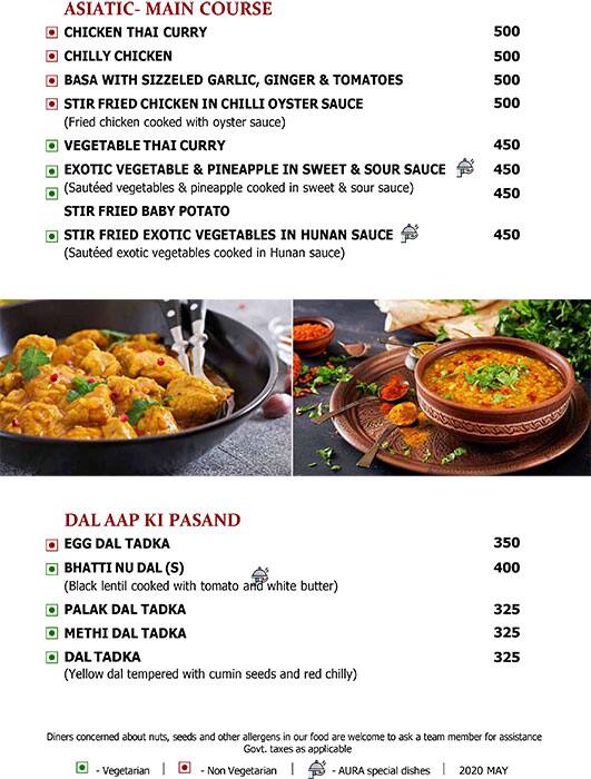 Aura - The Sonnet menu