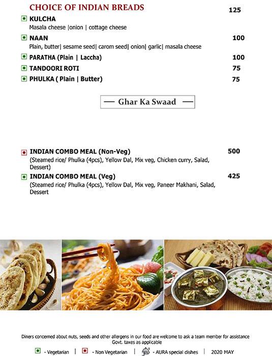 Aura - The Sonnet menu