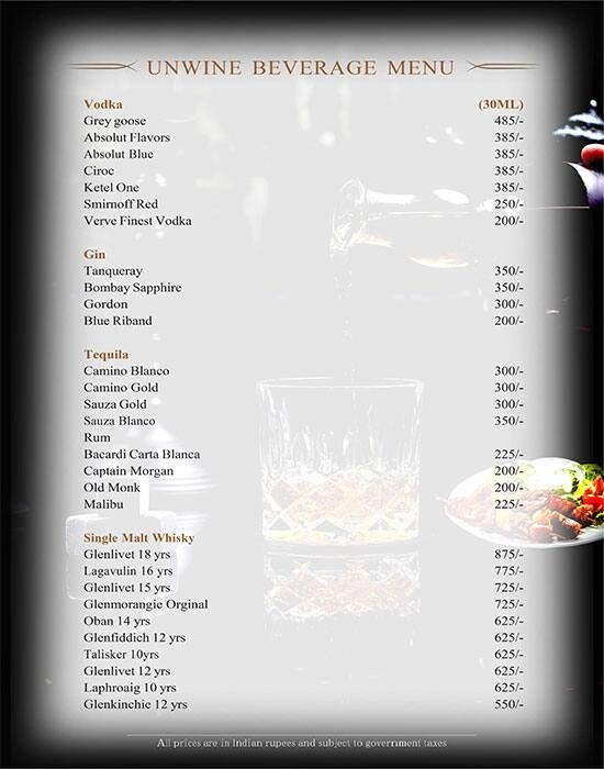 Aura - The Sonnet menu