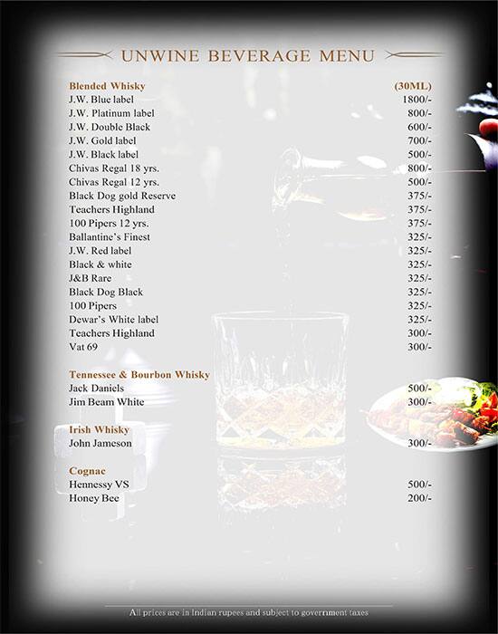 Aura - The Sonnet menu