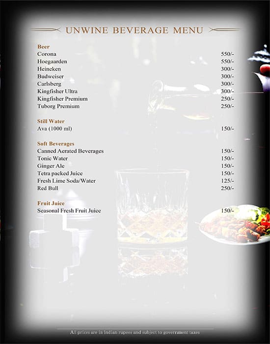 Aura - The Sonnet menu