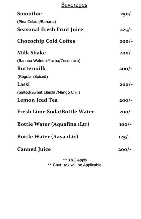 Aura - The Sonnet menu