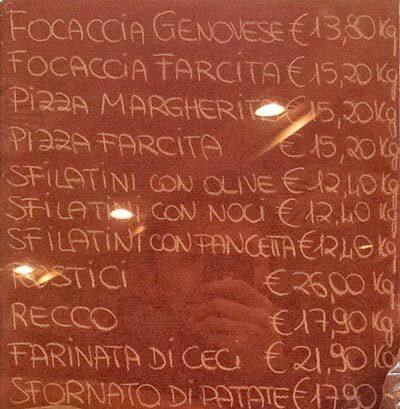 Menu di Pasticceria Anteri 