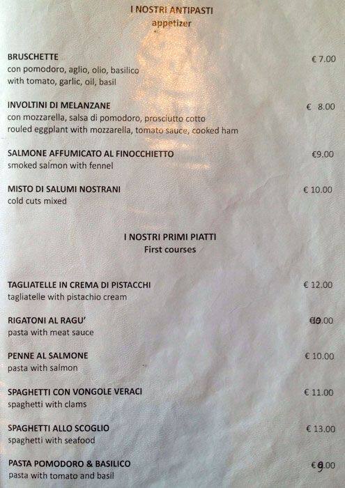 Menu di La Locandina dei Navili 