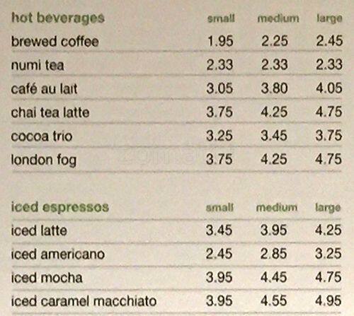 coffeePod menu