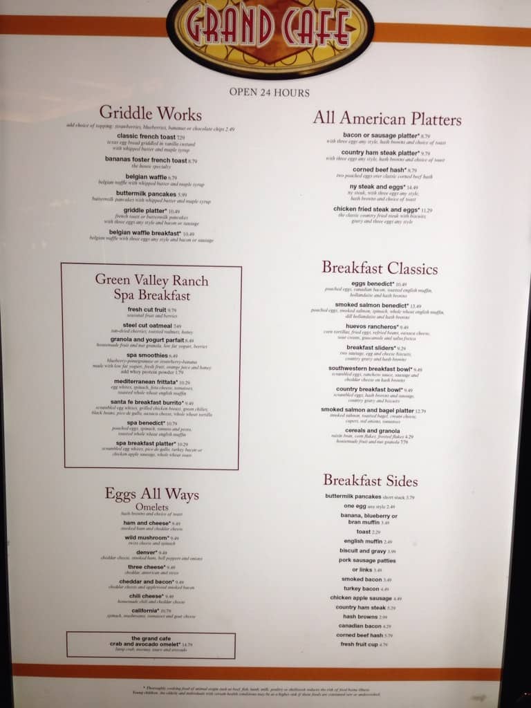  Grand  Cafe Menu  Menu  for Grand  Cafe Green Valley Ranch 