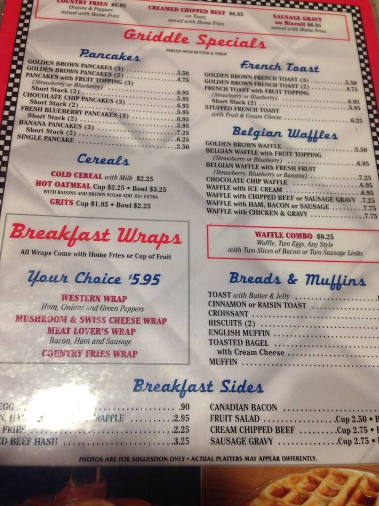 Menu at Lower Allen Diner restaurant, Camp Hill