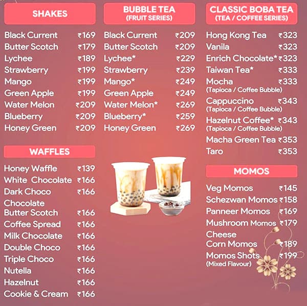 Menu of Boba King Bubble Tea, Saibaba Colony, Coimbatore