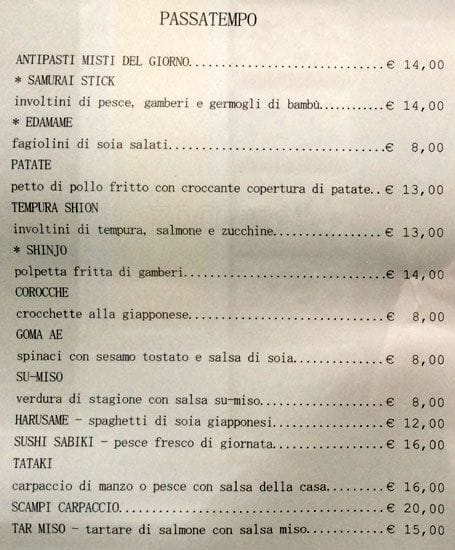 Menu di Shion Camperio 