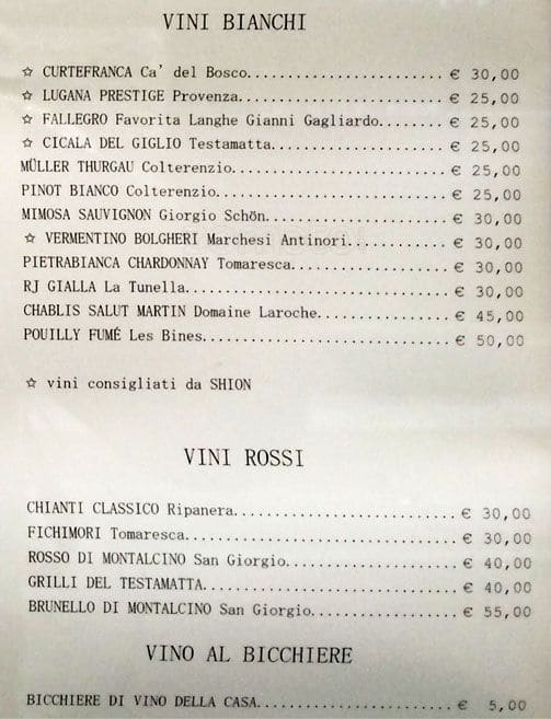 Menu di Shion Camperio 