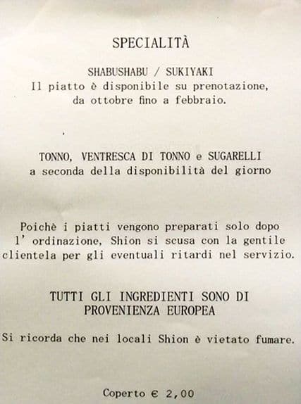 Menu di Shion Camperio 