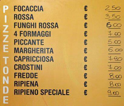 Menu di Pluto's Roma 