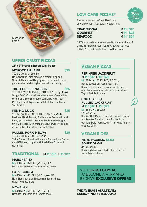 Crust Kitchen Menu Menu at Crust Pizza Hawthorne pizzeria, Hawthorne, 3/286 Hawthorne Rd