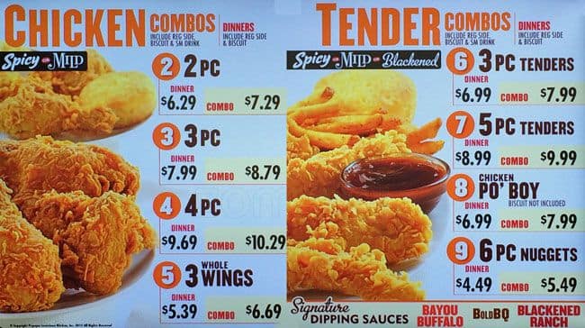 Menu at Popeyes Louisiana Kitchen restaurant, Bremerton