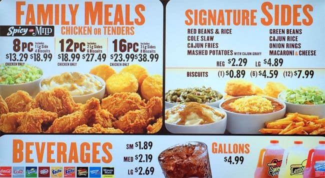 popeyes nuggets menu